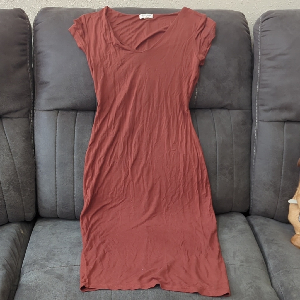 See You Monday Rust V-Neck Midi Dress